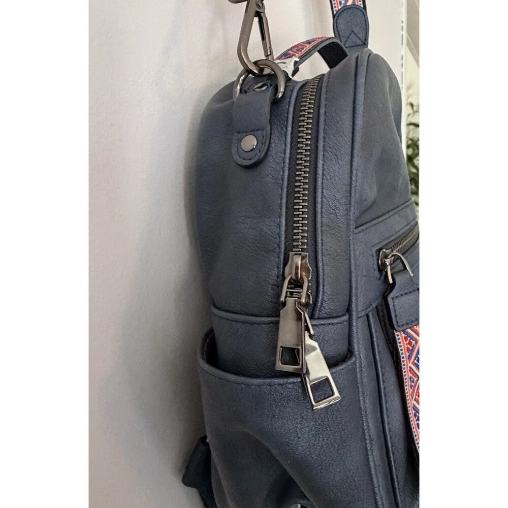 FADEON Women’s Backpack Purse Vegan Leather Waterproof Blue Multi-Pocket Travel - Picture 7 of 16